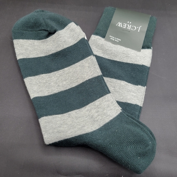 J Crew Bold stripe socks Hunter Green & Gray Stripe socks - Picture 4 of 8